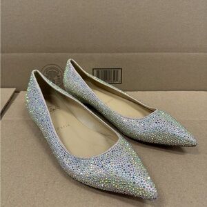 Christian Louboutin Swarovski Strass Ballalla Pointed Toe ballet Flat‎ Shoes 38